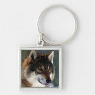Vargens chef fyrkantig silverfärgad nyckelring