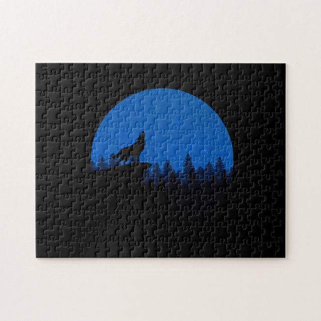 Vargens howlar till måne pussel (Horisontell)