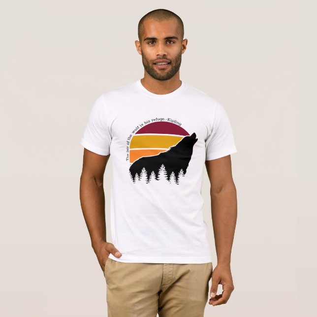 Vargens Lair är hans Refuge Retro Sunset T Shirt (Hel framsida)