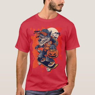 vargens skateboarding i halloween-familj t shirt