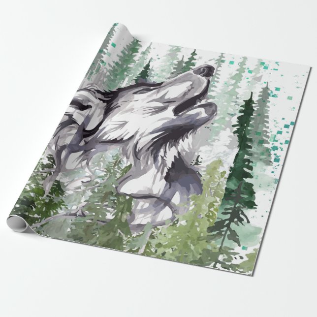 Vargens vattenfärg | Papper radbrytning av färgsta Presentpapper (Utrullad)