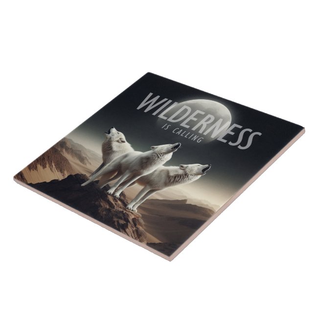 Varger Howling på Full Moon Wilderness ringer Kakelplatta (Sidan)