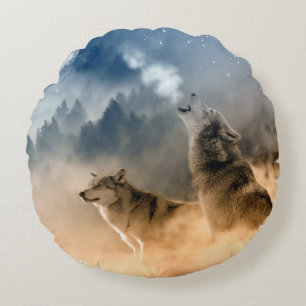 Varger Howling vid Måne-rundan Dekorativ kudde