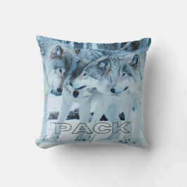 Varger i Pack Family Grått Affectionate i White Sn Kudde