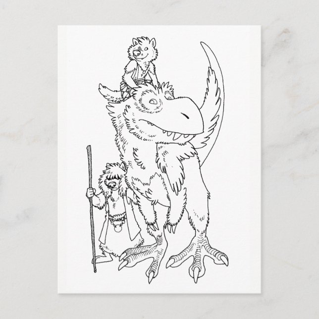 Varger med den älsklings- dinosauren vykort (Framsida)