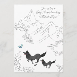 Varger och Butterfly Mountain Woodland Baby Shower Inbjudningar