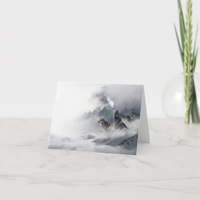 Varger som längtar efter blanksteg för vinterhälsn kort (Framsida)