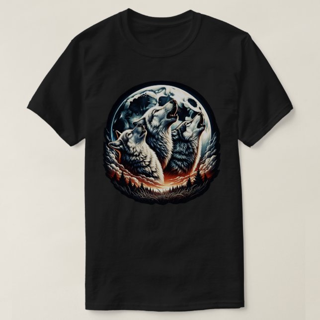 Varger vid måne Moonlight T Shirt (Design framsida)
