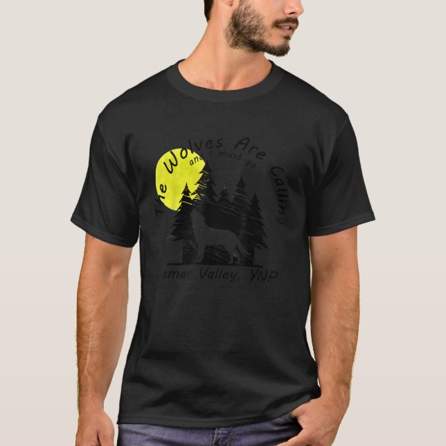 Vargerna kallar Lamar Valley Yellowstone Coola W T Shirt (Framsida)