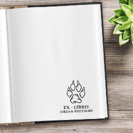 Vargfotsavtryck Ex Libris Anpassat Namn Stämpel