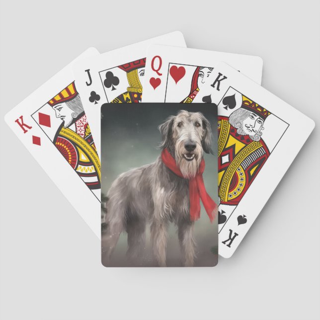 Varghund Hund i Snö Jul Casinokort (Baksidan)