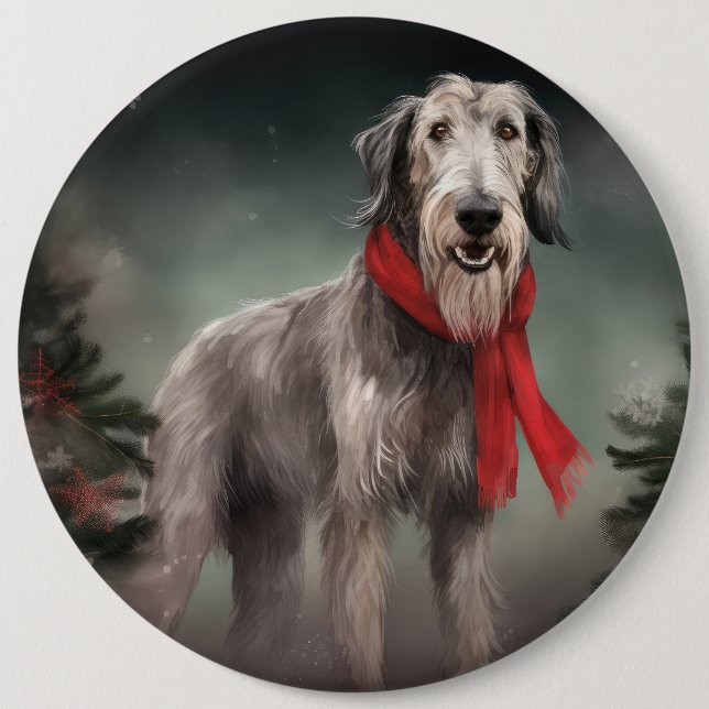 Varghund Hund i Snö Jul Knapp (Framsida)