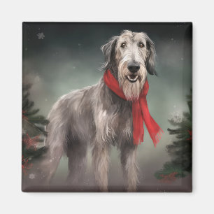 Varghund Hund i Snö Jul Magnet