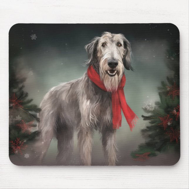 Varghund Hund i Snö Jul Musmatta (Framsidan)