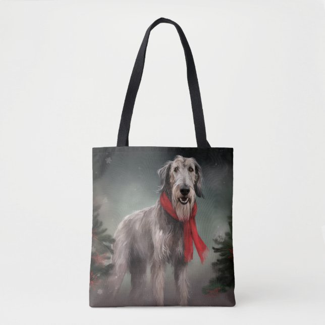Varghund Hund i Snö Jul Tygkasse (Framsida)