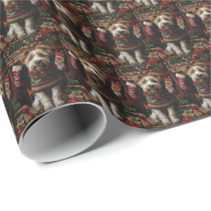 Varghund Hund Med Julpresenter Öppen Spis Presentpapper