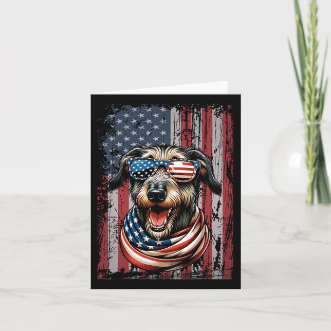 Varghund Hundälskare USA Flagga 4:e Juli Patriotis Kort (Framsida)