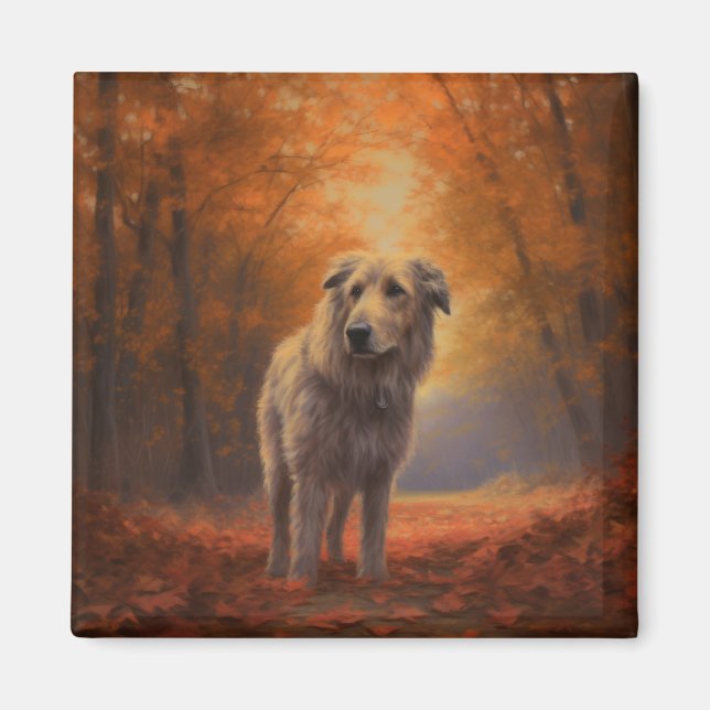 Varghund i höstlöv Fall Inspirera Magnet (Framsidan)