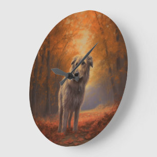 Varghund i höstlöv Fall Inspirera Stor Klocka