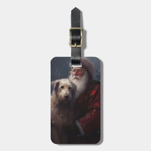 Varghund med Tomte Festiv Jul Bagagebricka (Vertikal Framsida)
