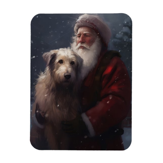 Varghund med Tomte Julfirande Jul Magnet (Vertikal)