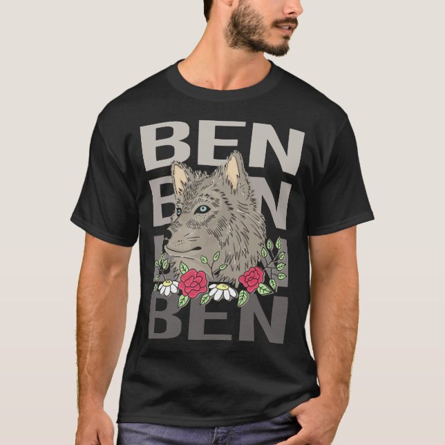 Varghuvud - Ben Namn T Shirt (Framsida)