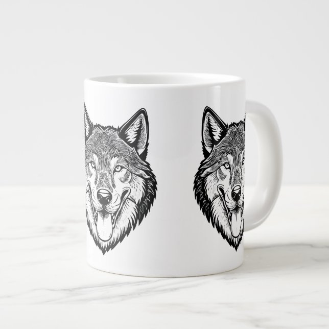 Varghuvud framifrån jumbo mugg (Framsida höger)