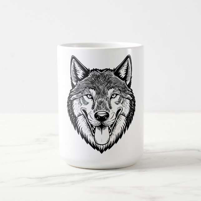 Varghuvud framifrån kaffemugg (Center)