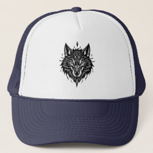 🐺 Varghuvud Geometrisk Linje Truckerhatt 🐺 Keps