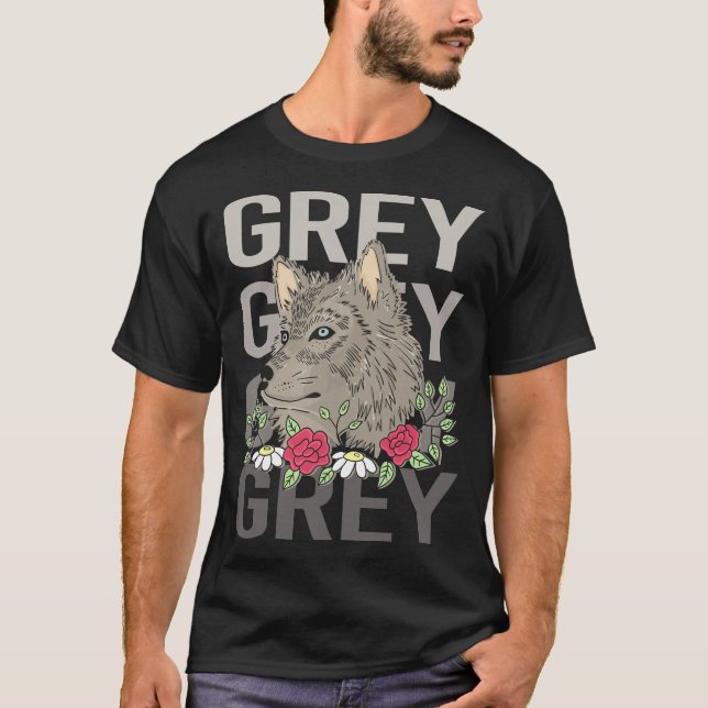 Varghuvud - Grå Namn T Shirt (Framsida)
