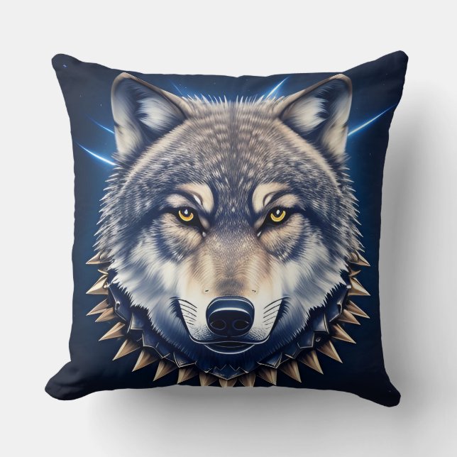 🐺 Varghuvud Intensivt Kreativt Vilt Dekor Kudde (Framsida)