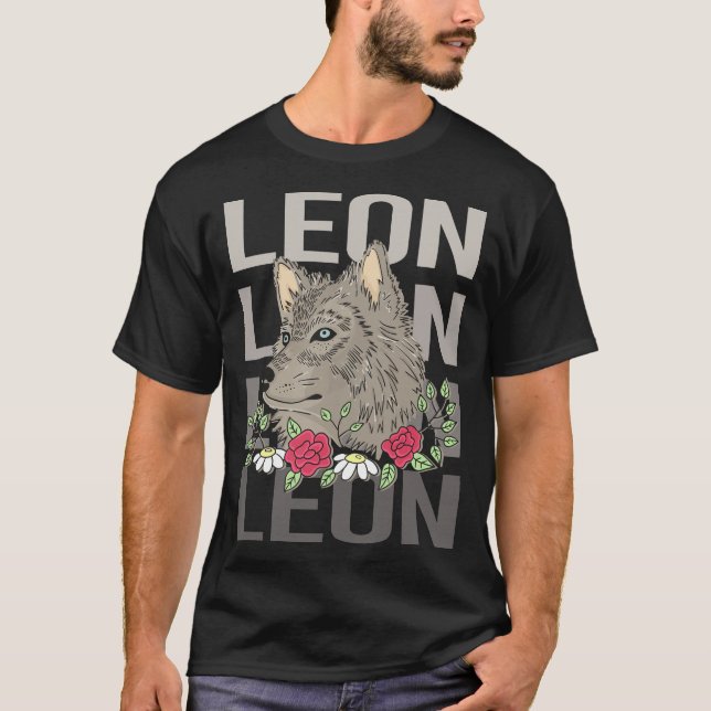 Varghuvud - Leon Namn T Shirt (Framsida)