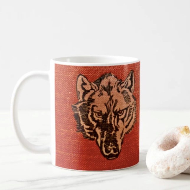 Varghuvud på röd mugg (Wolf Head on Red  Design mug available in 11 oz & 15 oz. Microwave and dishwasher safe. )