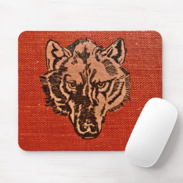 Varghuvud på rött  musmatta (Wolf Head on Red  Design mouse pad durable dust and stain resistant.. Non-slip rubber.)