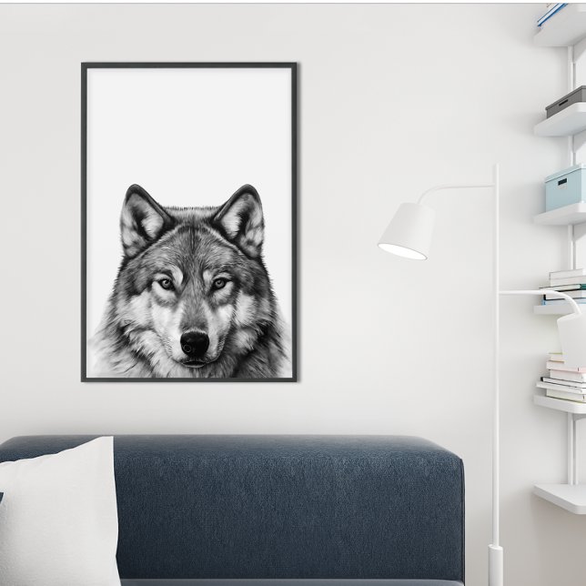 Varghuvud Porträtt Svart vitt Poster (Skapare uppladdad)