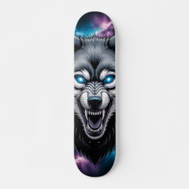 Varghuvud skateboard med fnysande uttryck