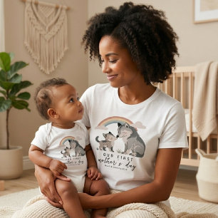 Vargmamma Valp Första Mors Dag Pastell Regnbåge T Shirt