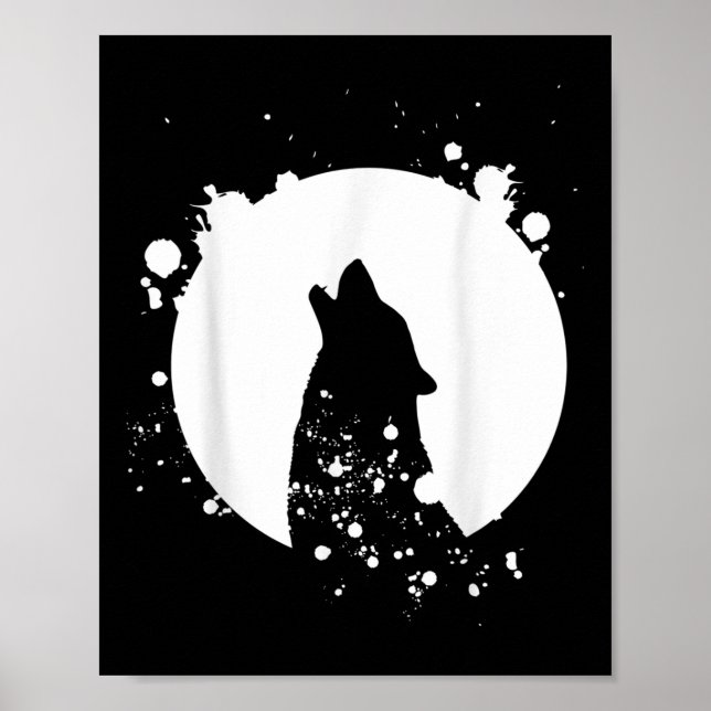 Vargmän Siluett Djurmotiv Miljö Poster (Framsidan)