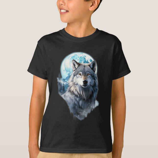 Vargmåne Grafik Vrålande ,Under Fullmåne Natt  T Shirt (Framsida)