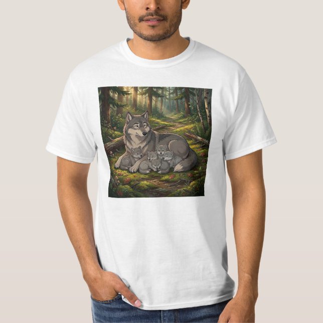 Vargmoder och ungar t shirt (Framsida)