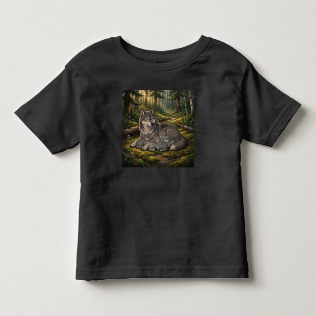 Vargmoder och ungar  t shirt (Framsida)