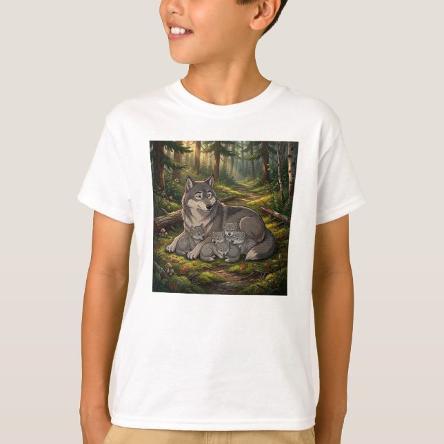 Vargmoder och ungar  t shirt (Framsida)