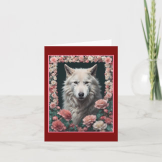 Vargporträtt med blommor tack kort