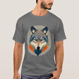 Vargporträtt med livfulla konstnärliga detaljer t shirt