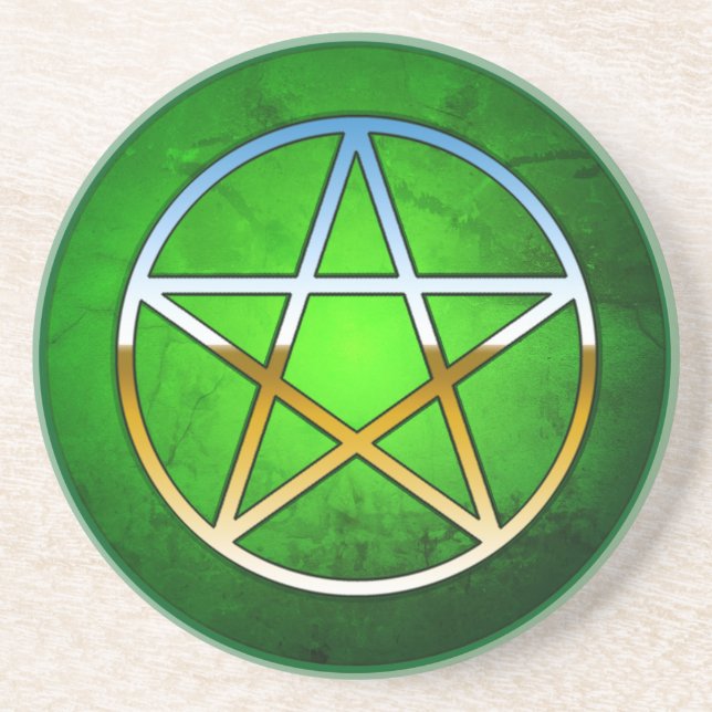Vårgrön Metallisk Pentagram Underlägg (Framsidan)