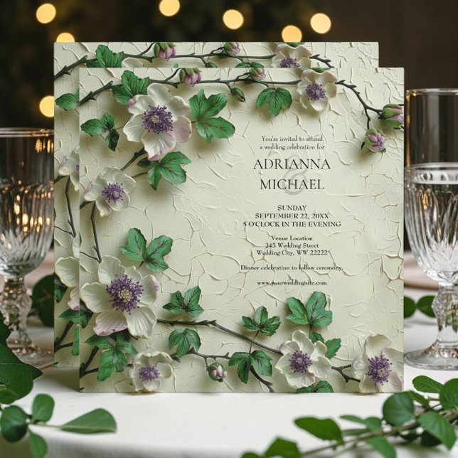 Vårgröna blommande bröllopsinbjudan inbjudningar (Skapare uppladdad)