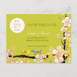 Vårgröna kärleksfåglar Bröllop Spara datum Meddelande Vykort