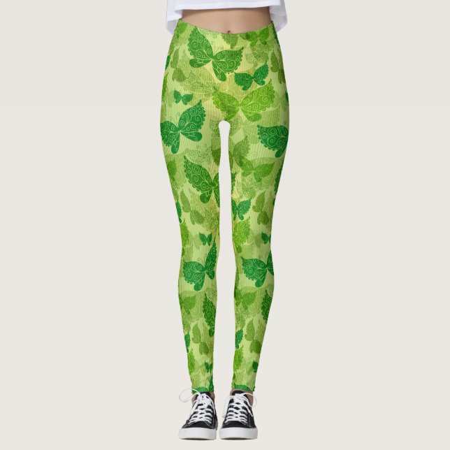 Vårgröntmönster Leggings (Framsida)