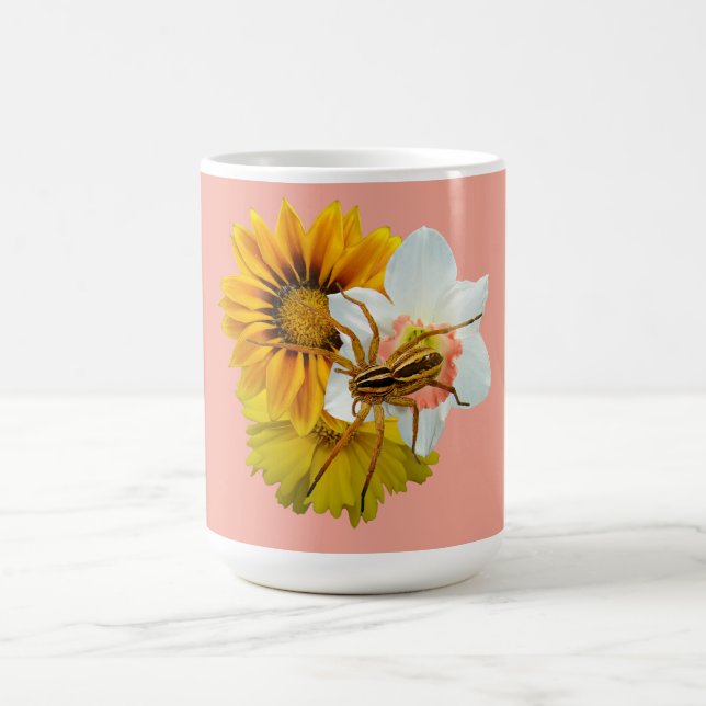 Vargspindel på blommor kaffemugg (Center)