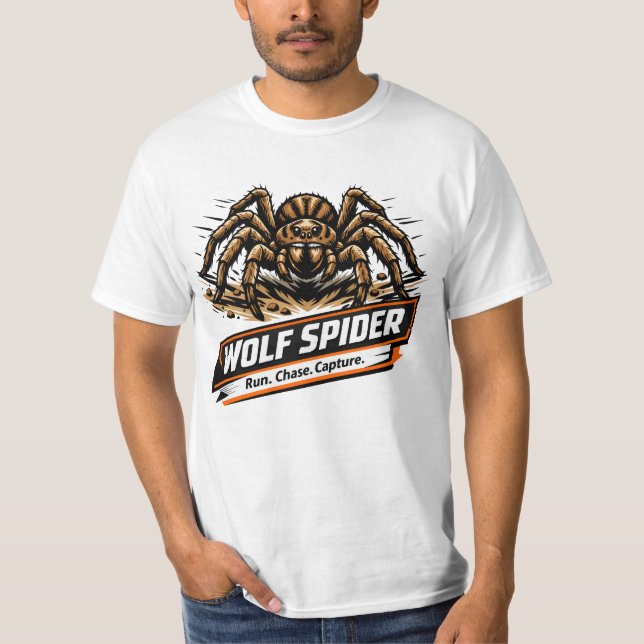 Vargspindel – Spring. Jaga. Fånga. T Shirt (Framsida)